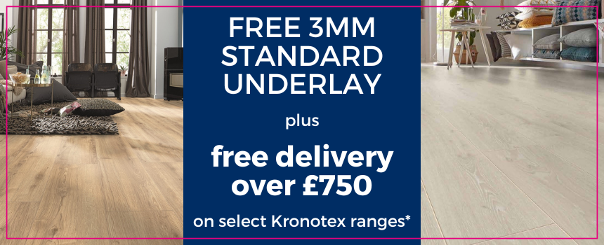 Free 3mm Standard underlay plus free delivery over £750 banner